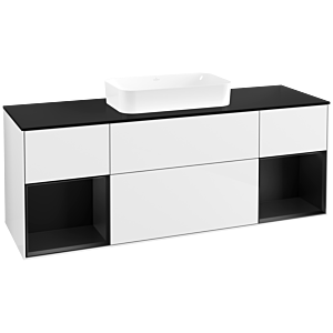 Villeroy und Boch Finion Waschtischunterschrank F742PDGF 160x60,3x50,1cm, Regale Black matt lacquer, Glossy white lacquer