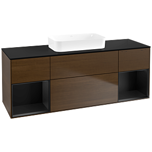 Villeroy et Boch Finion Villeroy et Boch F742PDGN 160x60.3x50.1cm, étagères laqué noir mat, placage noyer