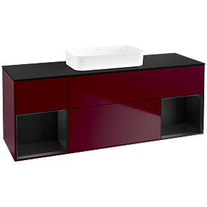 Villeroy und Boch Finion Waschtischunterschrank F742PDHB 160x60,3x50,1cm, Regale Black matt lacquer, Peony Matt