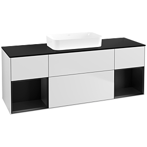 Villeroy und Boch Finion Waschtischunterschrank F742PDMT 160x60,3x50,1cm, Regale Black matt lacquer, White matt lacquer