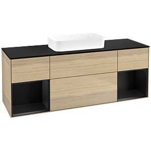 Villeroy et Boch Finion Villeroy et Boch F742PDPC 160x60.3x50.1cm, étagères laqué noir mat, Oak Veneer