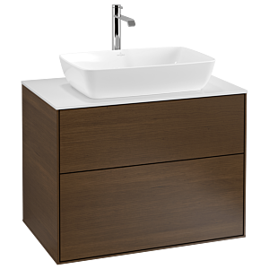 Villeroy und Boch Finion Waschtischunterschrank F75100GN 80x60,3cm, Abdeckplatte white matt, Walnut veneer