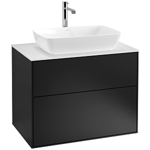Villeroy und Boch Finion Waschtischunterschrank F75100PD 80x60,3cm, Abdeckplatte white matt, Black matt lacquer
