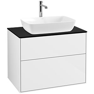 Villeroy und Boch Finion Waschtischunterschrank F75200GF 80x60,3cm, Abdeckplatte black matt, Glossy white lacquer