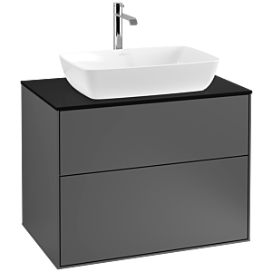 Villeroy und Boch Finion Waschtischunterschrank F75200GK 80x60,3cm, Abdeckplatte black matt, Anthracite matt