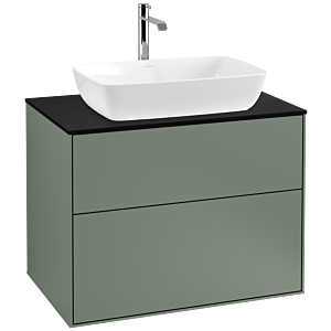 Villeroy und Boch Finion Waschtischunterschrank F75200GM 80x60,3cm, Abdeckplatte black matt, Olive Matt Lacquer
