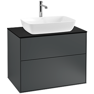 Villeroy und Boch Finion Waschtischunterschrank F75200HG 80x60,3cm, Abdeckplatte black matt, Midnight Blue Matt Lacquer