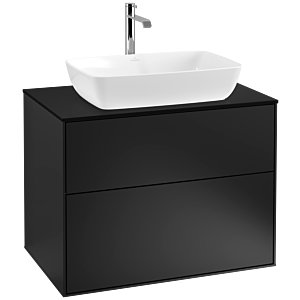 Villeroy und Boch Finion Waschtischunterschrank F75200PD 80x60,3cm, Abdeckplatte black matt, Black matt lacquer