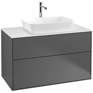 Villeroy und Boch Finion Waschtischunterschrank F76100GK 100x60,3cm, Abdeckplatte white matt, Anthracite matt
