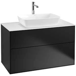 Villeroy und Boch Finion Waschtischunterschrank F76100PD 100x60,3cm, Abdeckplatte white matt, Black matt lacquer