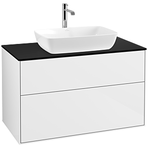 Villeroy et Boch Finion Villeroy et Boch F76200GF 100x60,3cm, plaque de recouvrement noir mat, laqué blanc brillant