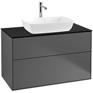 Villeroy und Boch Finion Waschtischunterschrank F76200GK 100x60,3cm, Abdeckplatte black matt, Anthracite matt