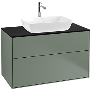 Villeroy und Boch Finion Waschtischunterschrank F76200GM 100x60,3cm, Abdeckplatte black matt, Olive Matt Lacquer