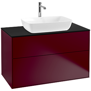 Villeroy et Boch Finion F76200HB 100x60.3cm, plaque de recouvrement noir mat, Peony Matt