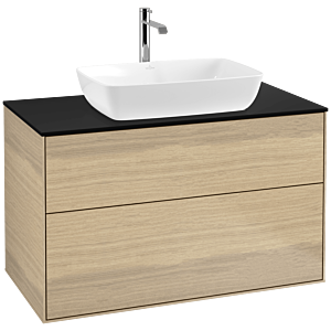 Villeroy und Boch Finion Waschtischunterschrank F76200PC 100x60,3cm, Abdeckplatte black matt, Oak Veneer