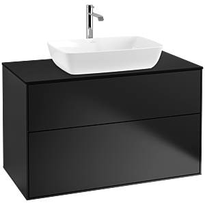 Villeroy et Boch Finion F76200PD 100x60.3cm, plaque de recouvrement noir mat, laqué noir mat