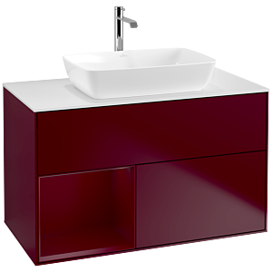 Villeroy und Boch Finion Waschtischunterschrank F771HBHB 100cm, Abdeckplatte white matt, Regale Peony matt lacquer, Peony Matt