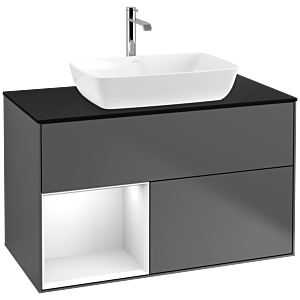 Villeroy and Boch Finion Villeroy and Boch Finion F772GFGK 100cm, cover plate black matt, shelves Glossy white lacquer, anthracite matt