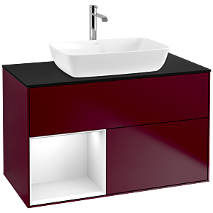 Villeroy and Boch Finion Villeroy and Boch Finion F772GFHB 100cm, cover plate black matt, shelves Glossy white lacquer, Peony Matt