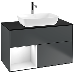 Villeroy and Boch Finion Villeroy and Boch Finion F772GFHG 100cm, cover plate black matt, shelves Glossy white lacquer, Midnight Blue Matt Lacquer