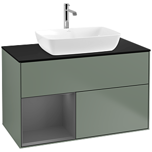 Villeroy and Boch Finion Villeroy and Boch Finion F772GKGM 100cm, cover plate black matt, shelves anthracite matt lacquer, Olive Matt Lacquer