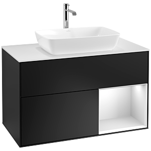 Villeroy and Boch Finion Villeroy and Boch Finion F781MTPD 100cm, cover plate white matt, shelves white matt lacquer, black matt lacquer