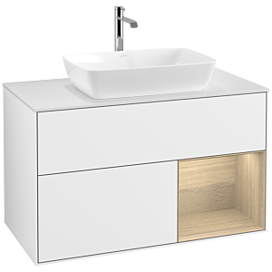 Villeroy and Boch Finion Villeroy and Boch Finion F781PCGF 100cm, cover plate white matt, shelves Oak Veneer , glossy white lacquer