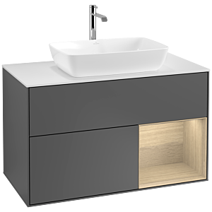 Villeroy and Boch Finion Villeroy and Boch Finion F781PCGK 100cm, cover plate white matt, shelves Oak Veneer , anthracite matt