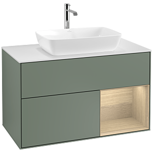Villeroy and Boch Finion Villeroy and Boch Finion F781PCGM 100cm, cover plate white matt, shelves Oak Veneer , Olive Matt Lacquer