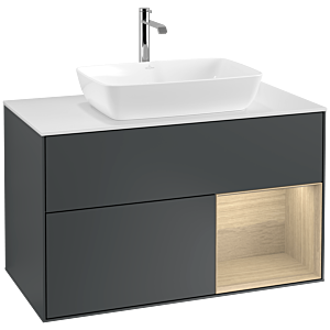 Villeroy and Boch Finion Villeroy and Boch Finion F781PCHG 100cm, cover plate white matt, shelves Oak Veneer , midnight Blue Matt Lacquer