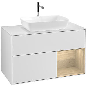 Villeroy and Boch Finion Villeroy and Boch Finion F781PCMT 100cm, cover plate white matt, shelves Oak Veneer , white matt lacquer