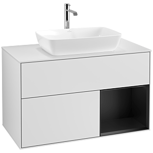 Villeroy and Boch Finion Villeroy and Boch Finion F781PDMT 100cm, cover plate white matt, shelves black matt lacquer, white matt lacquer