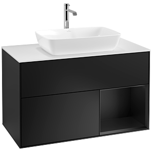 Villeroy and Boch Finion Villeroy and Boch Finion F781PDPD 100cm, cover plate white matt, shelves black matt lacquer, black matt lacquer