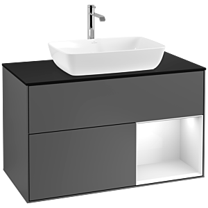 Villeroy and Boch Finion Villeroy and Boch Finion F782GFGK 100cm, cover plate black matt, shelves Glossy white lacquer, anthracite matt