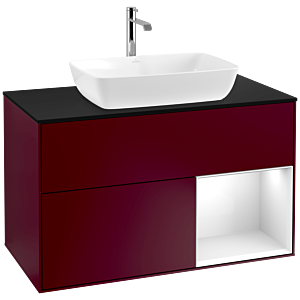 Villeroy and Boch Finion Villeroy and Boch Finion F782GFHB 100cm, cover plate black matt, shelves Glossy white lacquer, Peony Matt