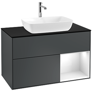 Villeroy and Boch Finion Villeroy and Boch Finion F782GFHG 100cm, cover plate black matt, shelves Glossy white lacquer, Midnight Blue Matt Lacquer