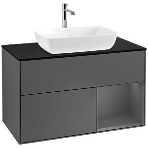 Villeroy and Boch Finion Villeroy and Boch Finion F782GKGK 100cm, cover plate black matt, shelves anthracite matt lacquer, anthracite matt