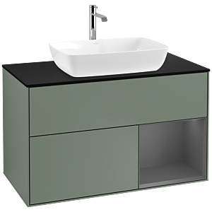 Villeroy and Boch Finion Villeroy and Boch Finion F782GKGM 100cm, cover plate black matt, shelves anthracite matt lacquer, Olive Matt Lacquer