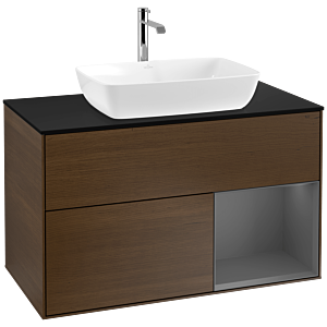 Villeroy and Boch Finion Villeroy and Boch Finion F782GKGN 100cm, cover plate black matt, shelves anthracite matt lacquer, walnut veneer