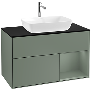 Villeroy and Boch Finion Villeroy and Boch Finion F782GMGM 100cm, cover plate black matt, shelves olive matt lacquer, Olive Matt Lacquer