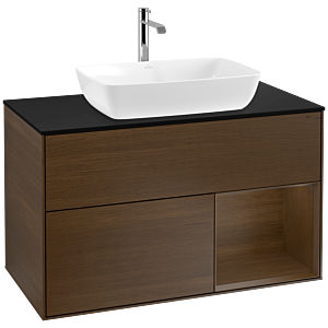 Villeroy and Boch Finion Villeroy and Boch Finion F782GNGN 100cm, cover plate black matt, shelves Walnut Veneer , Walnut Veneer veneer