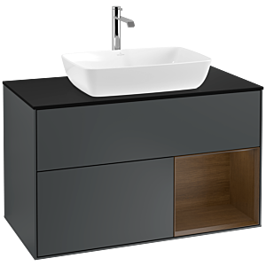 Villeroy and Boch Finion Villeroy and Boch Finion F782GNHG 100cm, cover plate black matt, shelves Walnut Veneer , midnight Blue Matt Lacquer