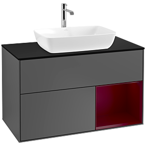 Villeroy and Boch Finion Villeroy and Boch Finion F782HBGK 100cm, cover plate black matt, shelves Peony matt lacquer, anthracite matt