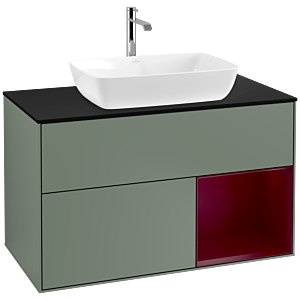 Villeroy and Boch Finion Villeroy and Boch Finion F782HBGM 100cm, cover plate black matt, shelves Peony matt lacquer, Olive Matt Lacquer