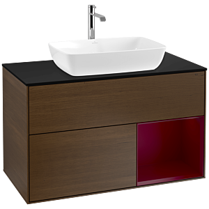 Villeroy and Boch Finion Villeroy and Boch Finion F782HBGN 100cm, cover plate black matt, shelves Peony matt lacquer, Peony veneer