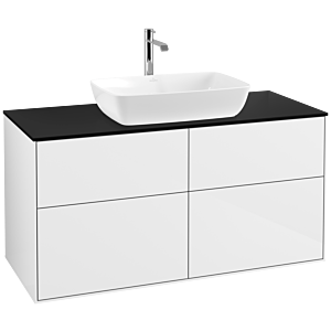 Villeroy und Boch Finion Waschtischunterschrank F79200GF 120x60,3cm, Abdeckplatte black matt, Glossy white lacquer