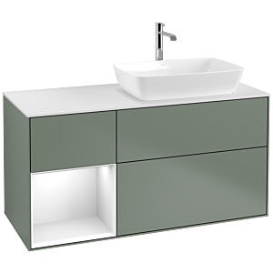 Villeroy and Boch Finion Villeroy and Boch Finion F801GFGM 120cm, cover plate matt white, shelves Glossy white lacquer, Olive Matt Lacquer