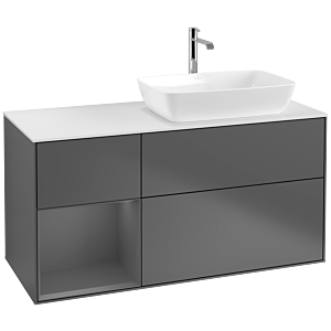 Villeroy und Boch Finion Waschtischunterschrank F801GKGK 120cm, Abdeckplatte white matt, Regale Anthracite matt lacquer, Anthracite matt
