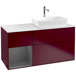 Villeroy et Boch Finion Villeroy et Boch F801GKHB 120cm, plaque de recouvrement blanc mat, étagères laqué mat anthracite, Peony Matt