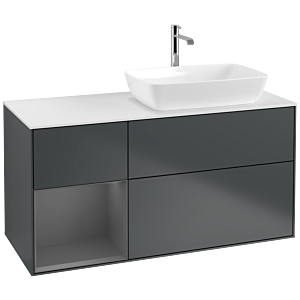 Villeroy et Boch Finion Villeroy et Boch F801GKHG 120cm, plaque de recouvrement blanc mat, étagères laqué mat anthracite, Midnight Blue Matt Lacquer